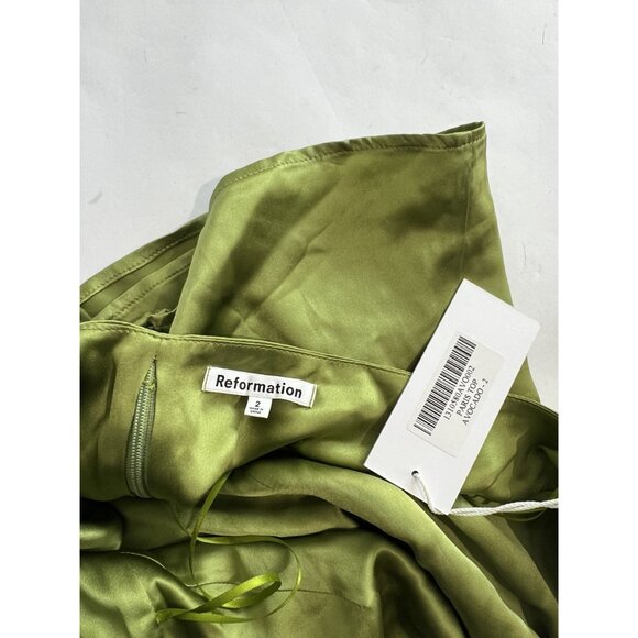 Reformation Paris Silk Top in Avocado - Picture 5 of 5